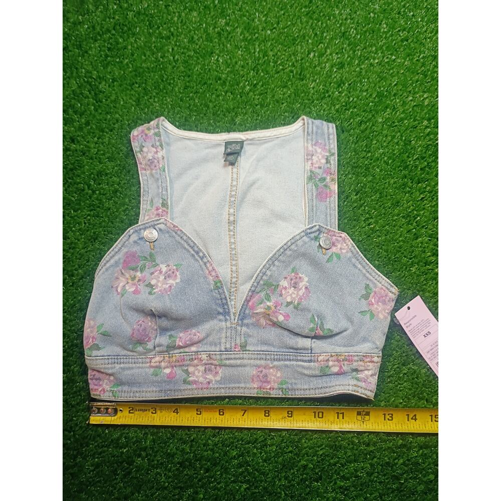 Wild Fable Light Wash Floral Denim Corset Top XXS - New With Tags - Picture 5 of 6